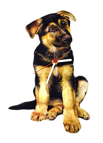 German shepherd puppy clock - german,
