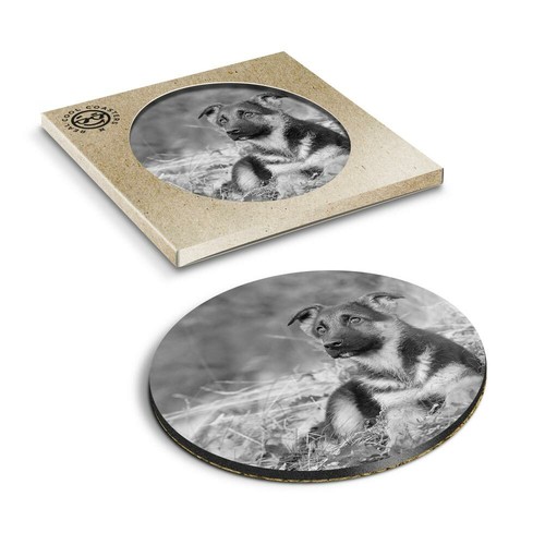 Boxed round coasters bw - round,
