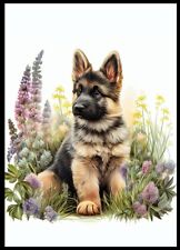GERMAN SHEPHERD PUPPY FLOWERS